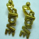 Girl jewelry Golden letter love charm dangle clip on earring