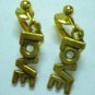 Girl jewelry Golden letter love charm dangle clip on earring