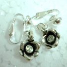Girl jewelry Rose flower charm dangle clip on earring