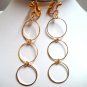 3.5" Triple golden hoop dangle clip on earring