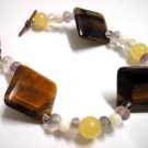 Gemstone tiger eye topaz mop quartz bracelet 7.5"