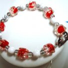 Simple turquoise quartz flower glass bracelet 7-1/8"