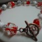 Simple turquoise quartz flower glass bracelet 7-1/8"