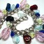 Glass bead dangle chain bracelet 8"