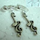 Girl jewelry Guitar piano music note treble dangle clip on earring