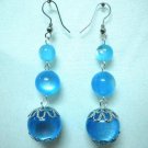 Resin cat eye beaded long dangle earring 6.5cm