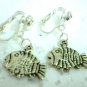 Girl jewelry Fish charm dangle clip on earring
