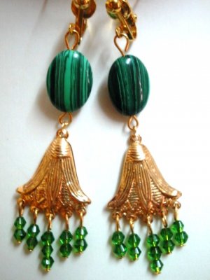 Handmade malachite dangle earring