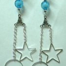 Hoop star circle charm long dangle clip on earring 10.8cm