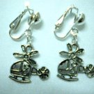 Girl jewelry helicopter charm dangle clip on earring