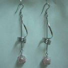 Swirl twist rose pink drop pierced dangle earring 7.5cm
