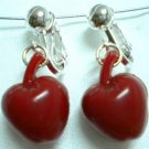 Girl Jewelry red apple clip on earring