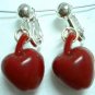 Girl Jewelry red apple clip on earring