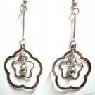 Jewelry open flower charm silver plated dangle pierced earring