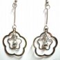 Jewelry open flower charm silver plated dangle pierced earring