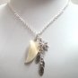 Jewelry Maple charm MOP crimp tusk tooth necklace pierced earring set