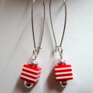 Woman jewelry bead dangle pierced earring 2-1/8" 6cm