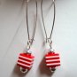Woman jewelry bead dangle pierced earring 2-1/8" 6cm