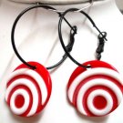 Woman jewelry hoop coin bead earring 2-1/8" 6cm