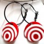 Woman jewelry hoop coin bead earring 2-1/8" 6cm