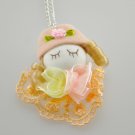 Girl Jewelry Pinky Lace ribbon dolly pendant necklace