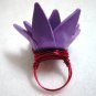 Handmade Woman jewelry Wire wrap purple flower cocktail party ring US size 8