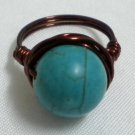 Handmade Woman jewelry Wire wrap turquoise cocktail party ring US size 8