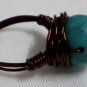 Handmade Woman jewelry Wire wrap turquoise cocktail party ring US size 8