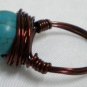 Handmade Woman jewelry Wire wrap turquoise cocktail party ring US size 8