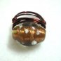 Handmade Woman jewelry Wire wrap golden lampwork cocktail party ring US size 6.5