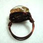 Handmade Woman jewelry Wire wrap golden lampwork cocktail party ring US size 6.5