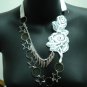 Handmade Lolita gothic victoria white rose flower lace angel wing necklace
