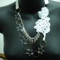 Handmade Lolita gothic victoria white rose flower lace angel wing necklace