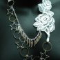 Handmade Lolita gothic victoria white rose flower lace angel wing necklace