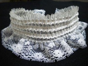 Wide stretch white lace choker necklace