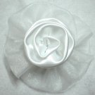 Handmade white organza satin rose head flower hair clip