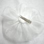 Handmade white organza satin rose head flower hair clip
