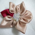Handmade satin blossom sequin stamen flower hair clip
