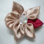 Handmade satin blossom sequin stamen flower hair clip