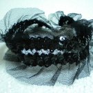 Handmade Gothic Lolita tulle sequin lace stretch choker necklace