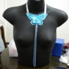Handmade Lolita lace sequin butterfly long bead fringe necklace