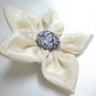 Handmade silk fabric gemstone turquoise stamen flower hair clip
