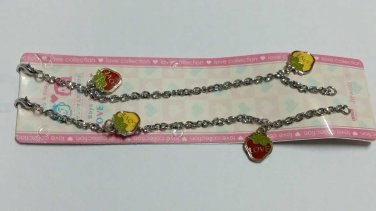 Metal  strawberry charms dangle chain bracelet 18.5 cm 2 pcs set
