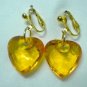 Acrylic heart gold plated clip on earring