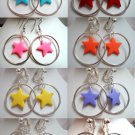 Circle hoop twinkle star dangle earring