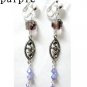 Handmade glass teardrop dangle clip on earring