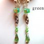 Handmade glass teardrop dangle clip on earring