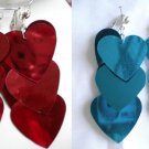 Sequin heart dangle clip on earring