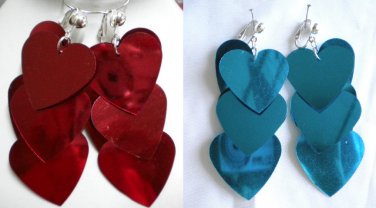 Sequin heart dangle clip on earring