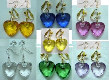 Acrylic heart gold plated clip on earring